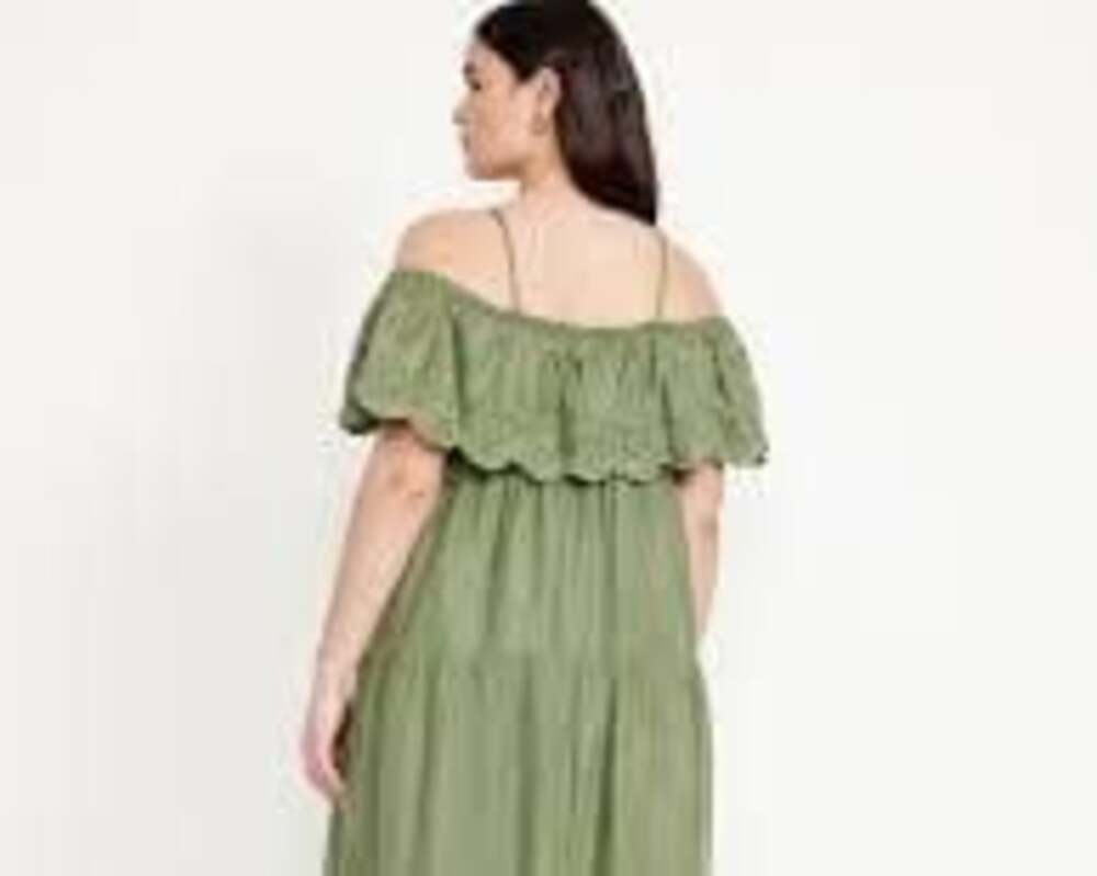 Old Navy Off-The-Shoulder Eyelet-Trim Tiered Maxi Dress Sz XL - Picture 2 of 4